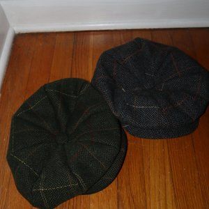 set of two vintage newsboy caps